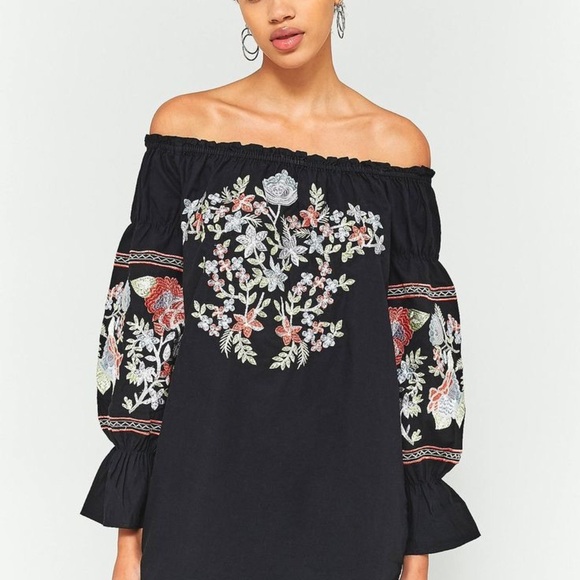 Free People Black Floral Embroidered Dress - Picture 1 of 8